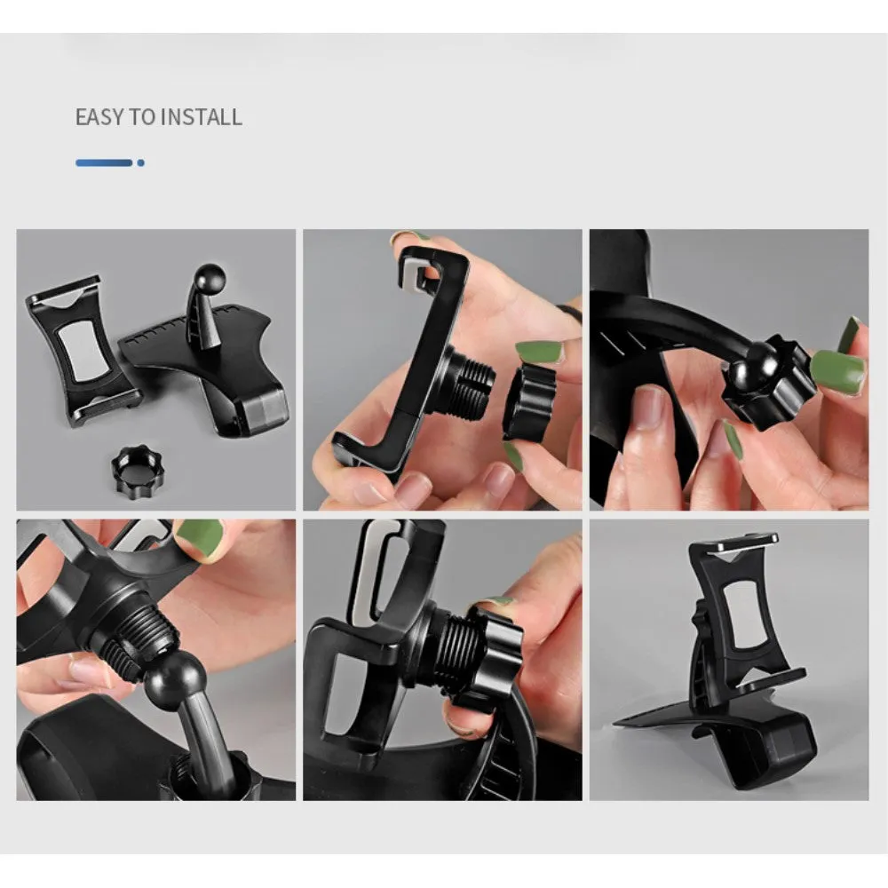 3 in 1 Car GPS Smartphone Holder: Dashboard / Visor Clamp   AC Grid Clip for Sharp Android One S3 - Black