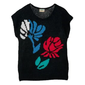 70s Handspun Floral French Sleeve Sweater