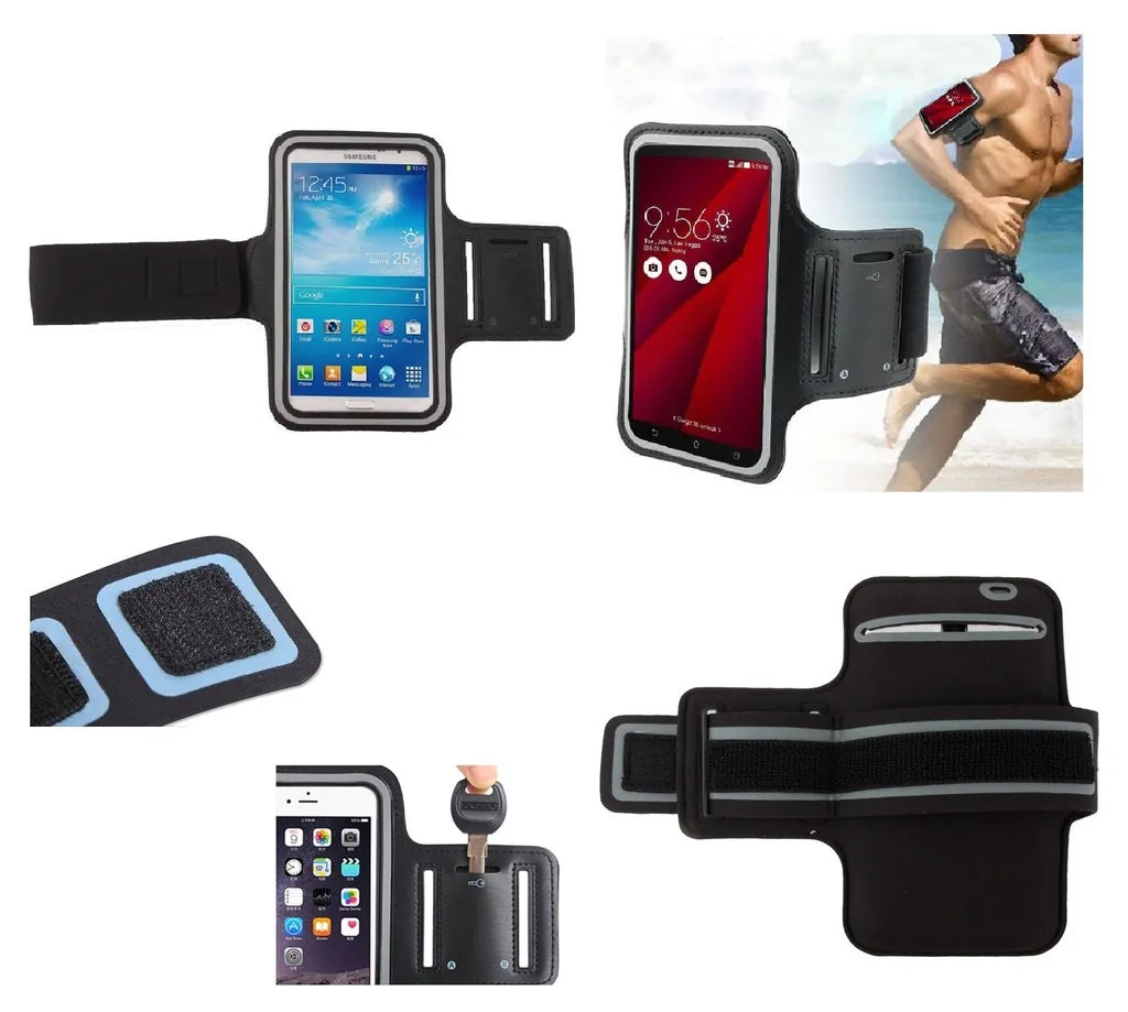 Armband Professional Cover Neoprene Waterproof Wraparound Sport with Buckle for Sharp Aquos Keitai 3 (2019) - Black