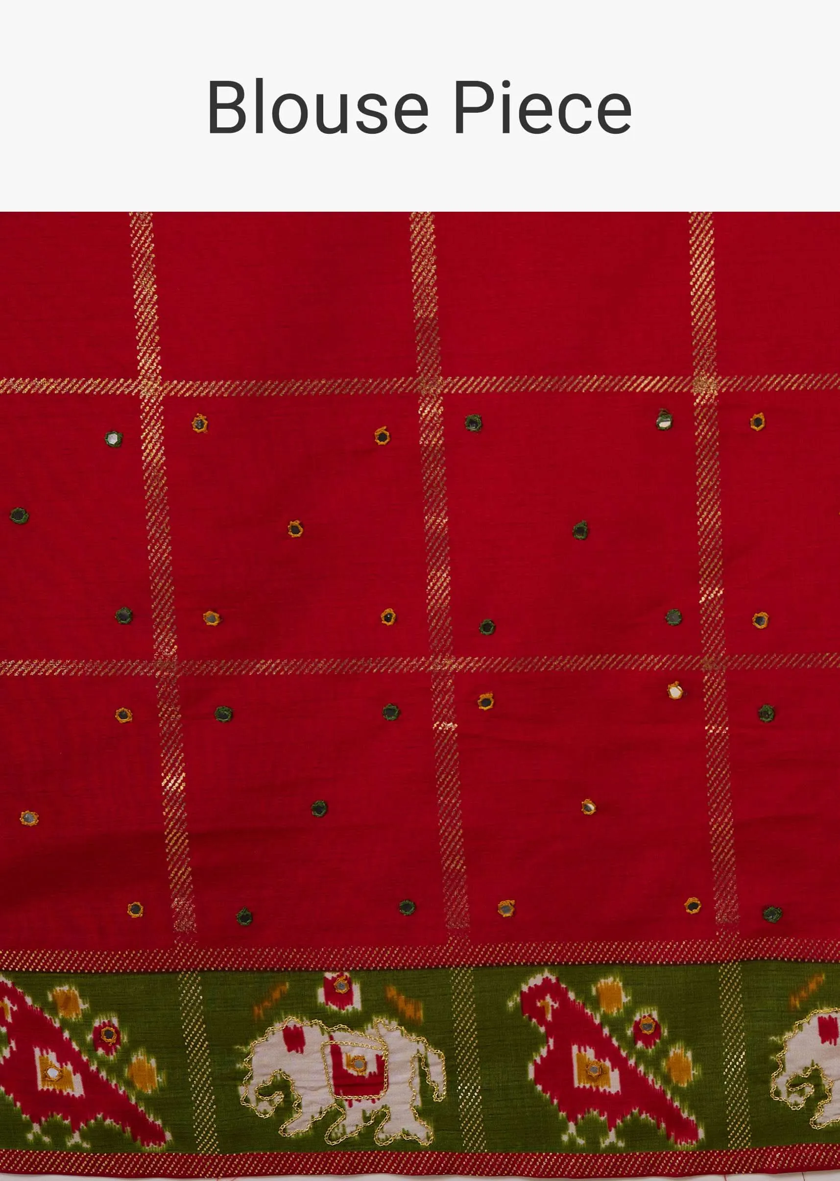 Army Green Patola Print Saree In Satin
