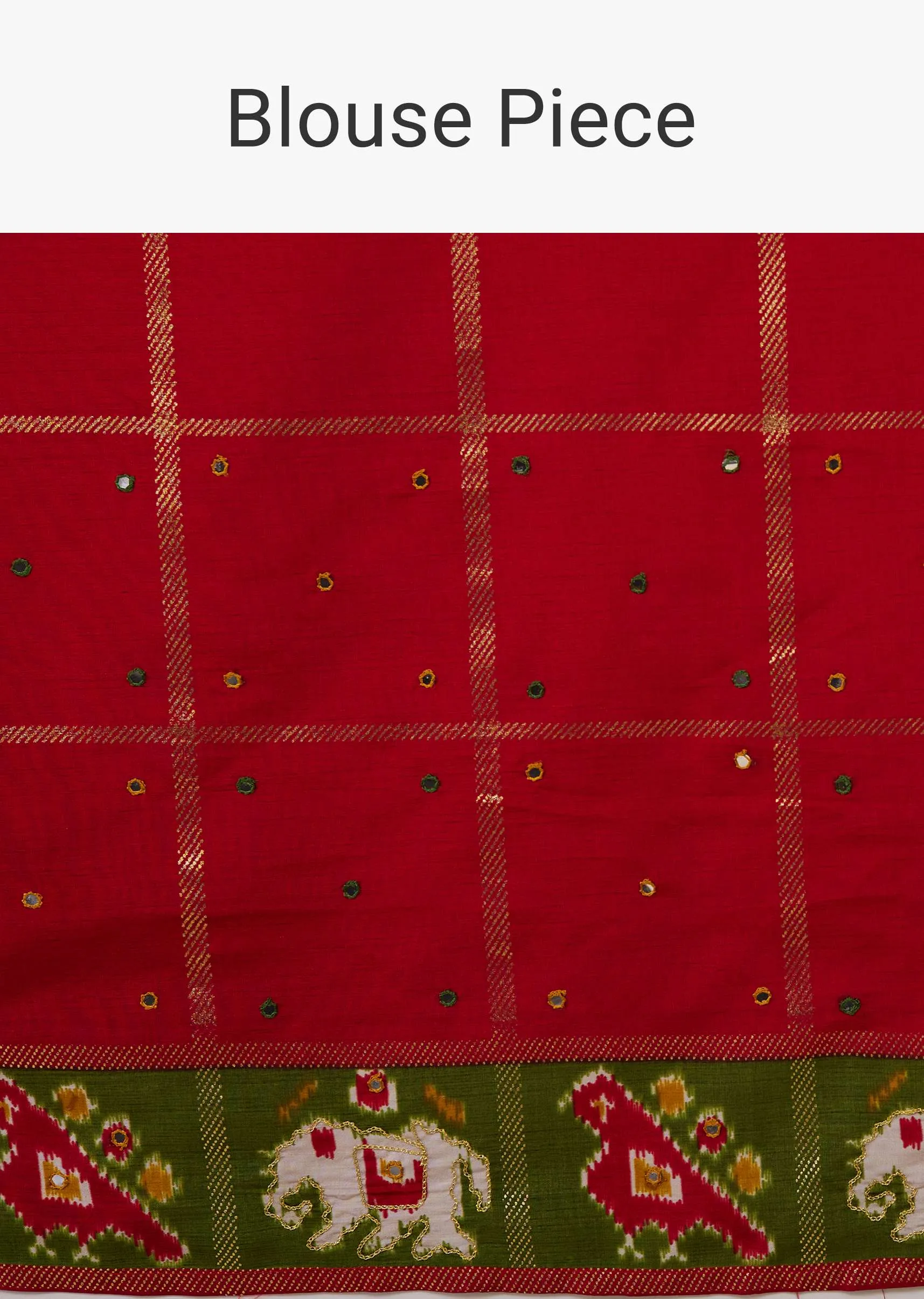 Army Green Patola Print Saree In Satin