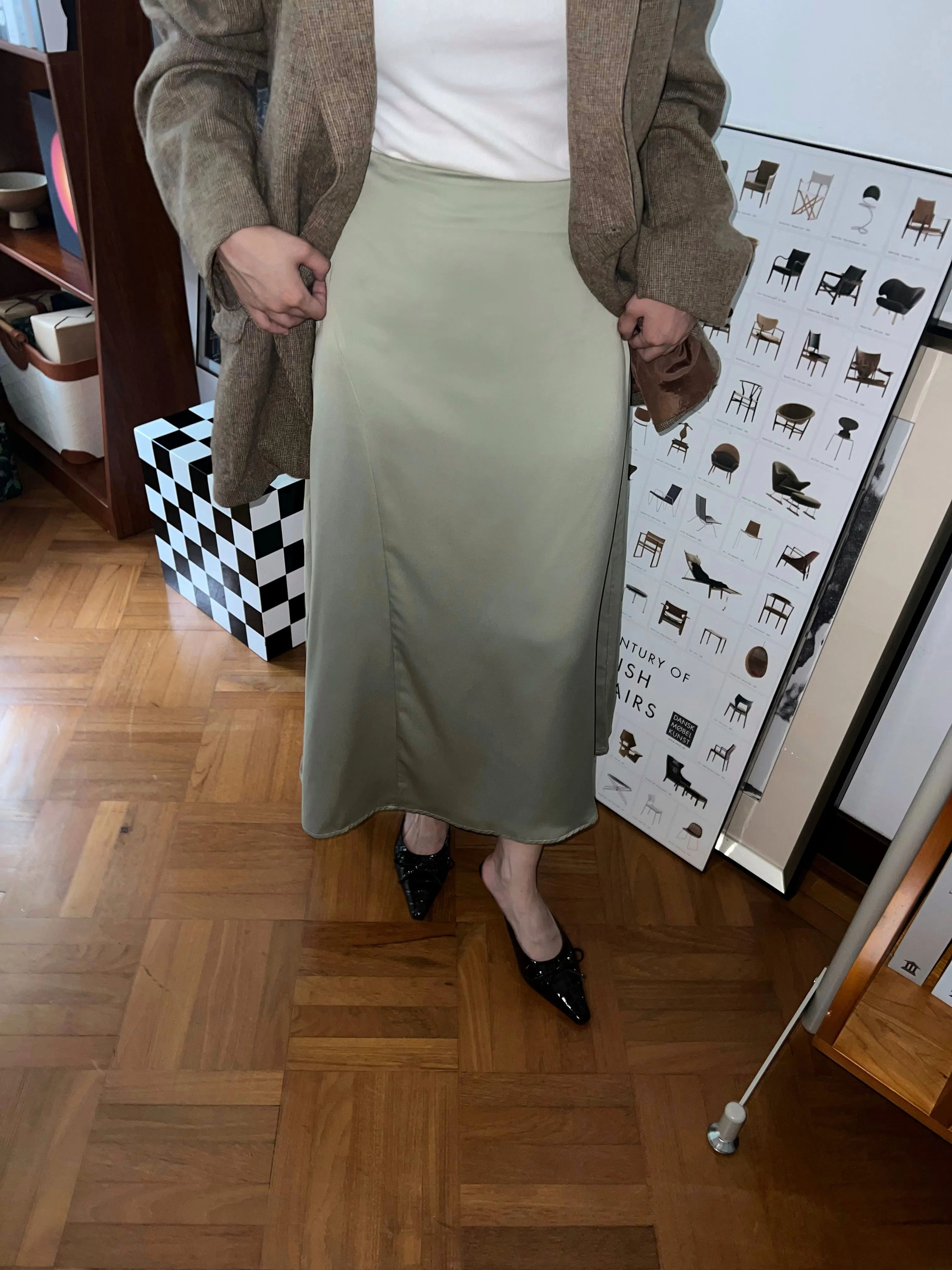 Asymmetrical Skirt in Jade