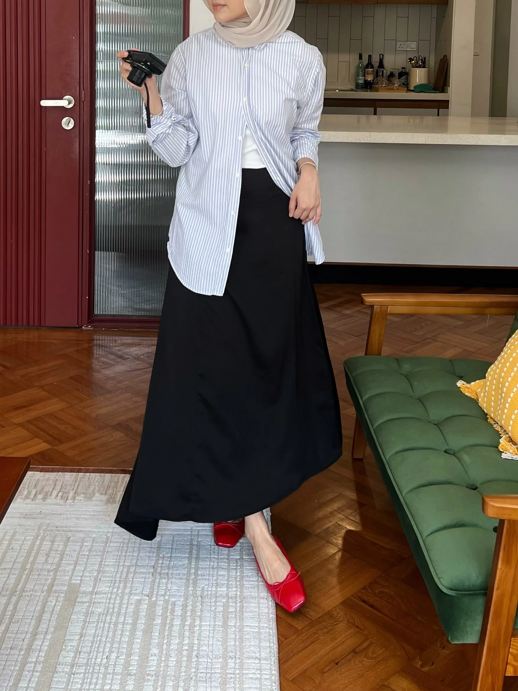 Asymmetrical Skirt in Midnight Black
