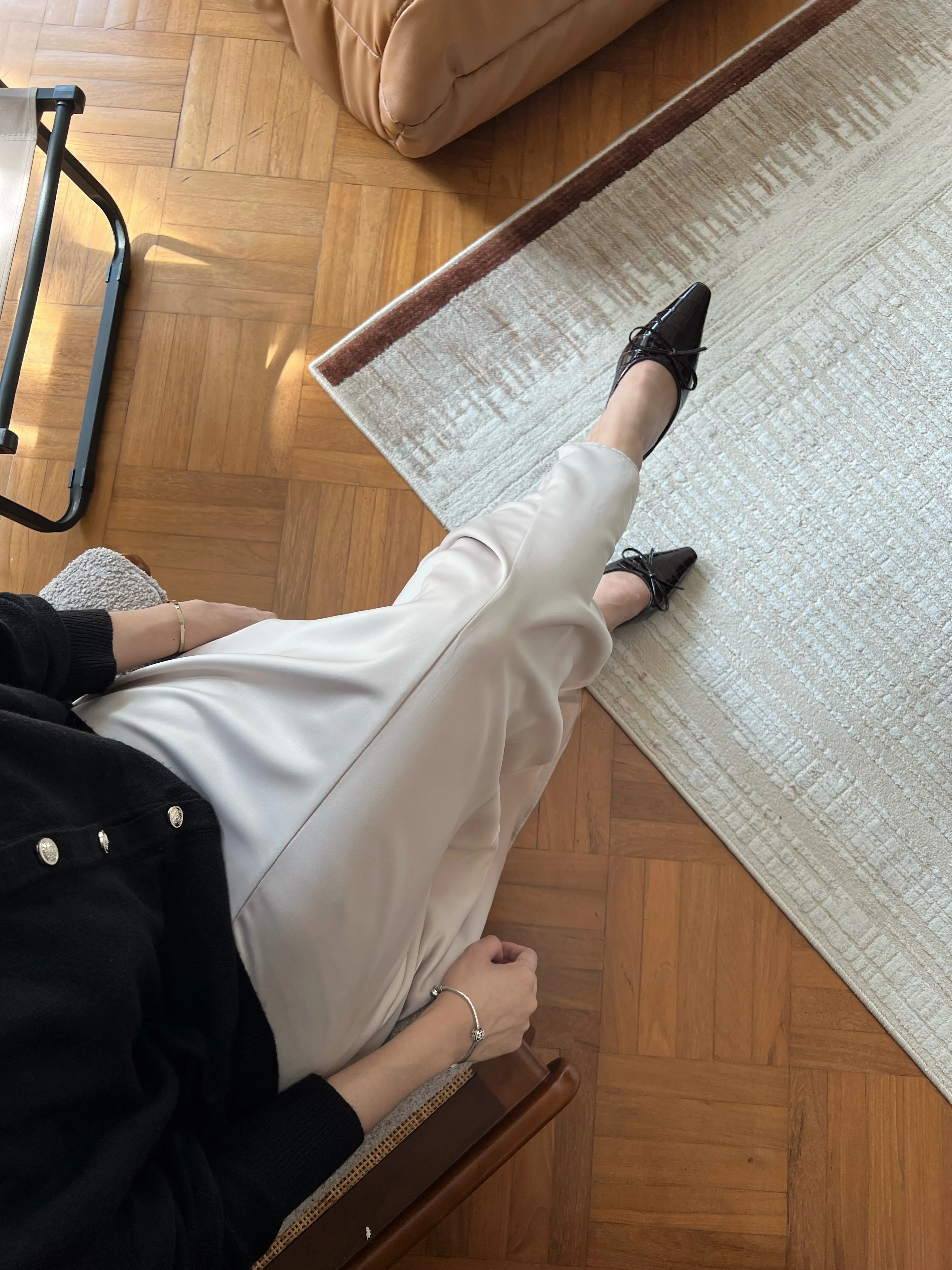Asymmetrical Skirt in Pearl
