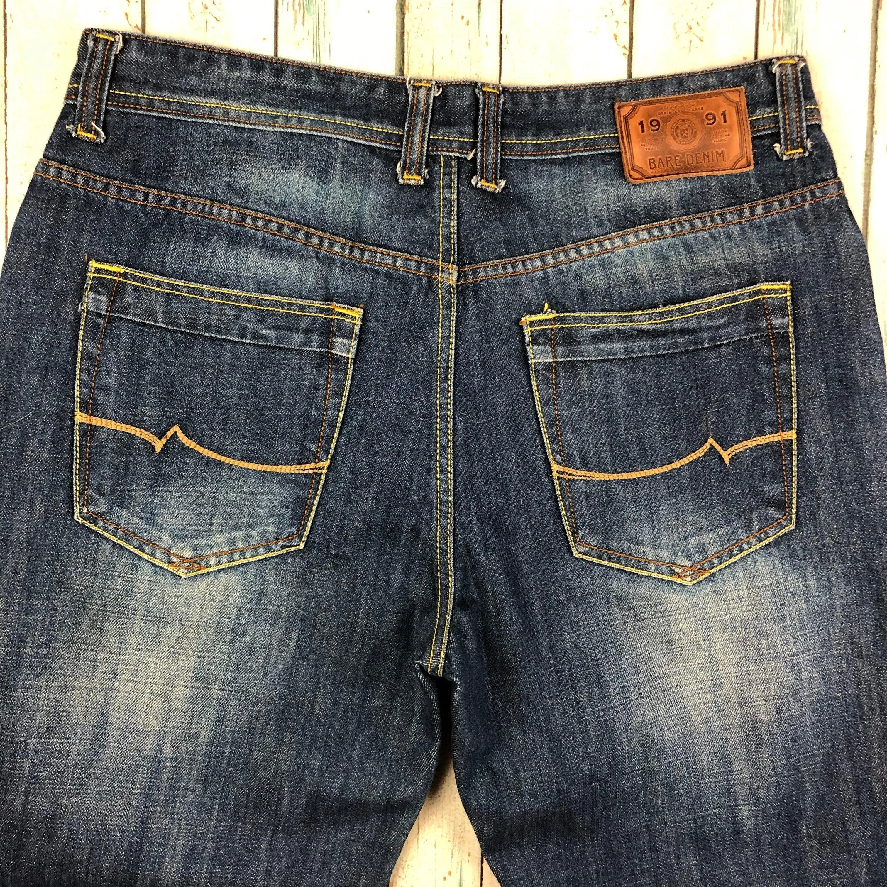 Bare Denim 'BD909' Mens Mid Waist Straight Fit Jeans - Size 34
