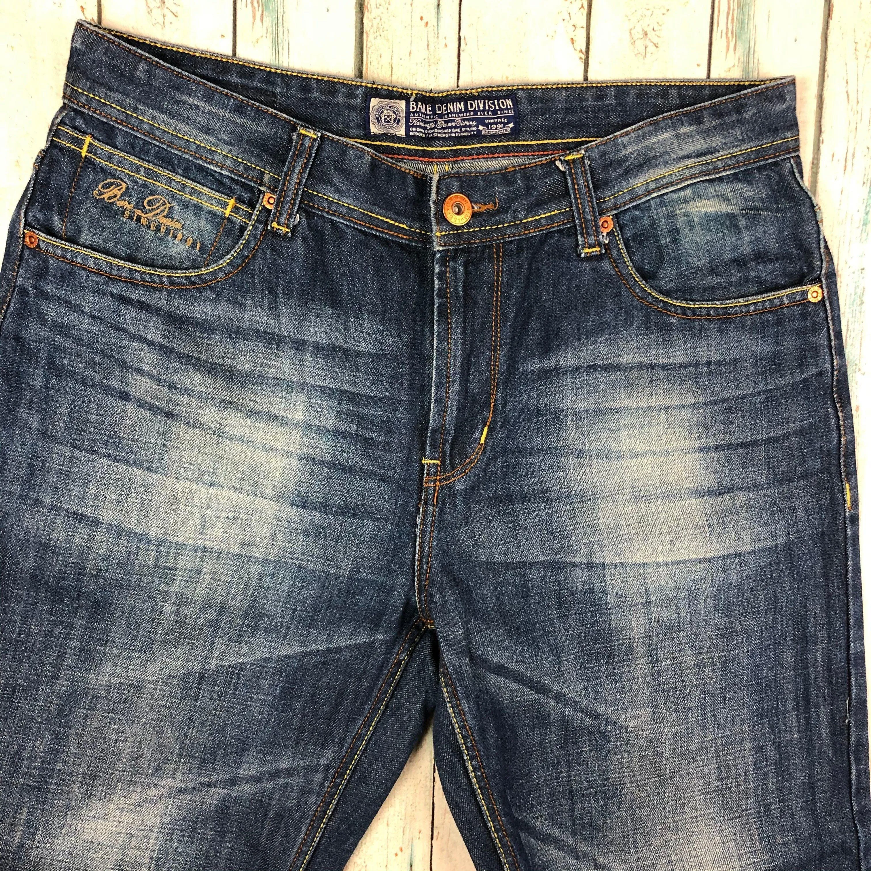 Bare Denim 'BD909' Mens Mid Waist Straight Fit Jeans - Size 34