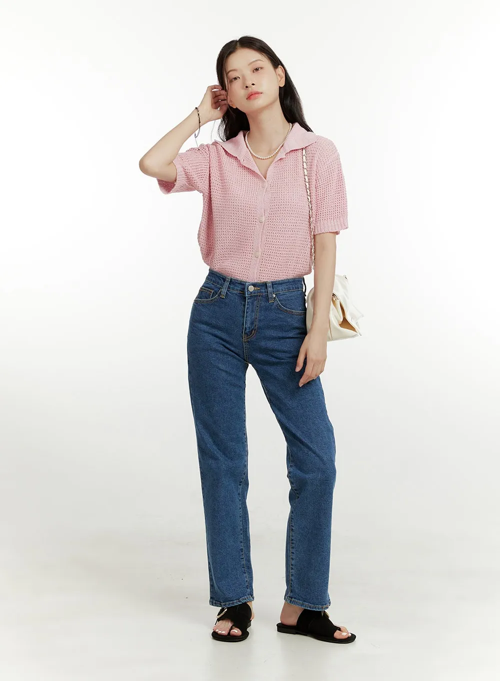 Classic Straight Leg Denim Jeans OU419