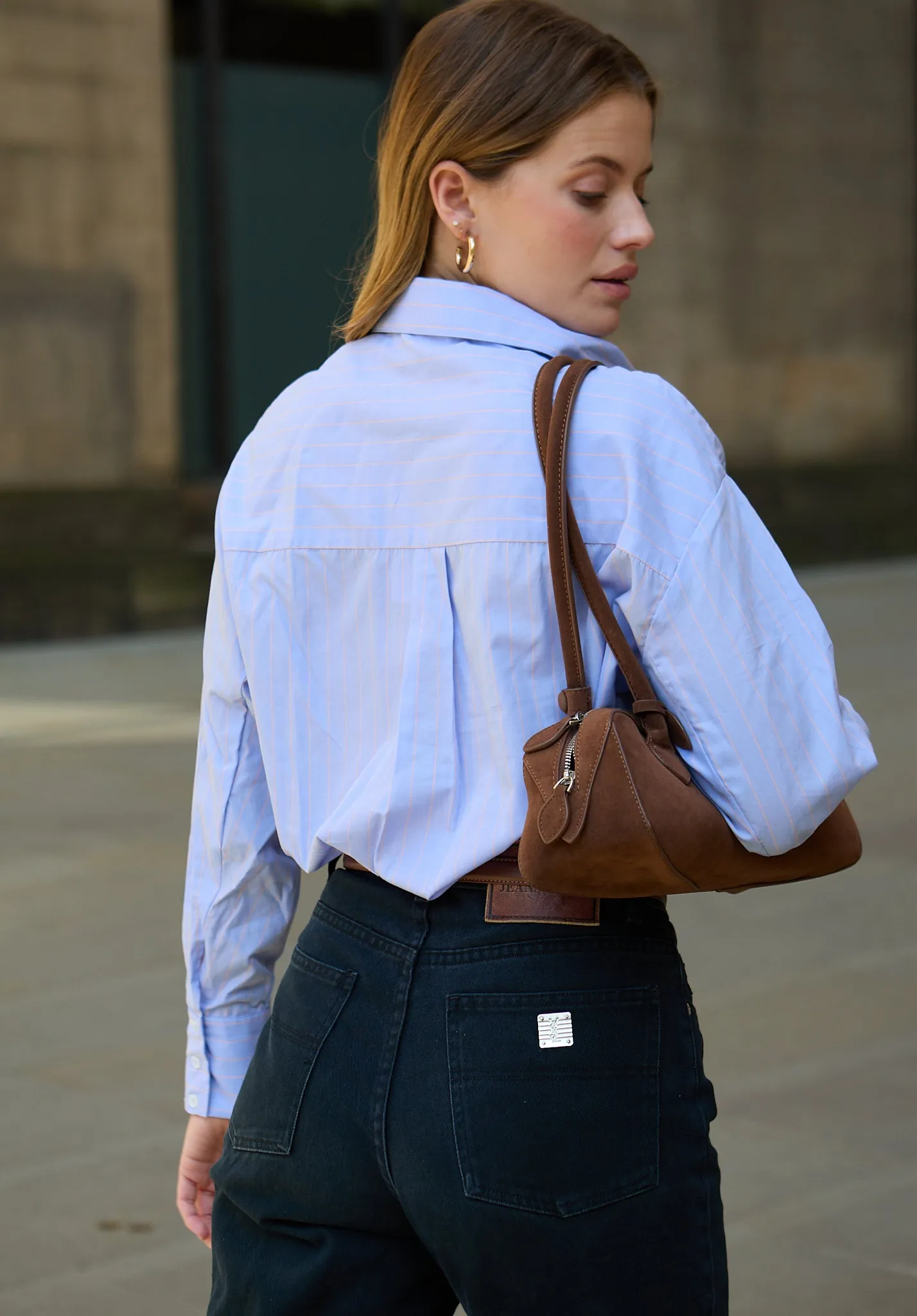 Dapper Double Placket Stripe Shirt In Blue