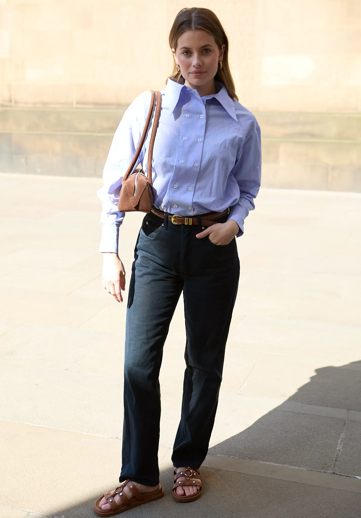 Dapper Double Placket Stripe Shirt In Blue