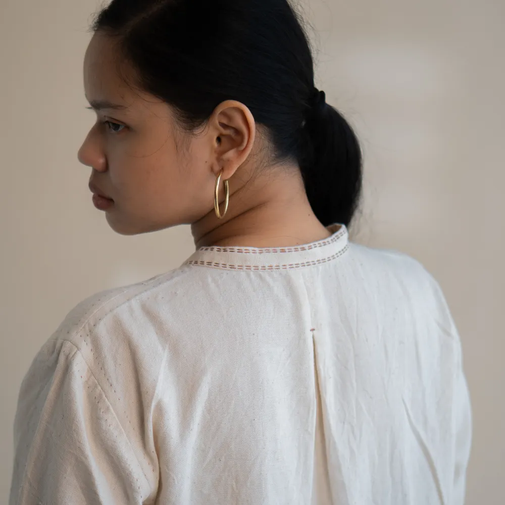 Dawning Asymmetric Hemline Shirt | Hand Crafted | Classic Ivory