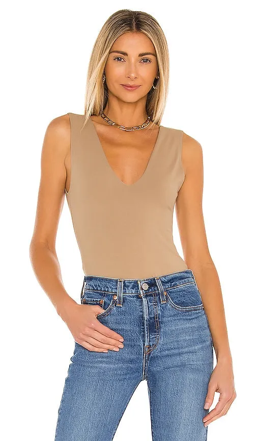 Free People Keep It Sleek Bodysuit in Tan