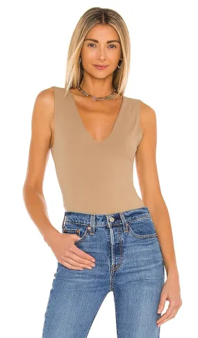 Free People Keep It Sleek Bodysuit in Tan