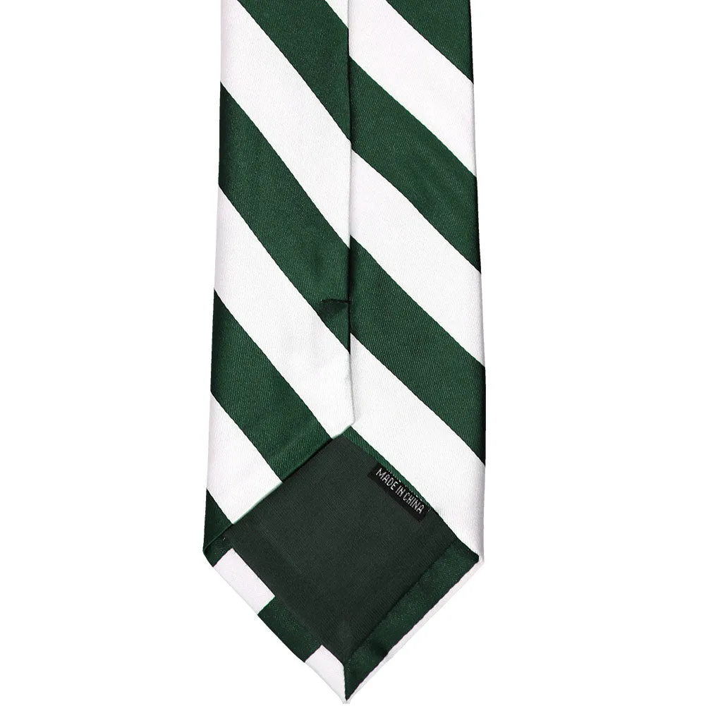 Hunter Green and White Striped Tie