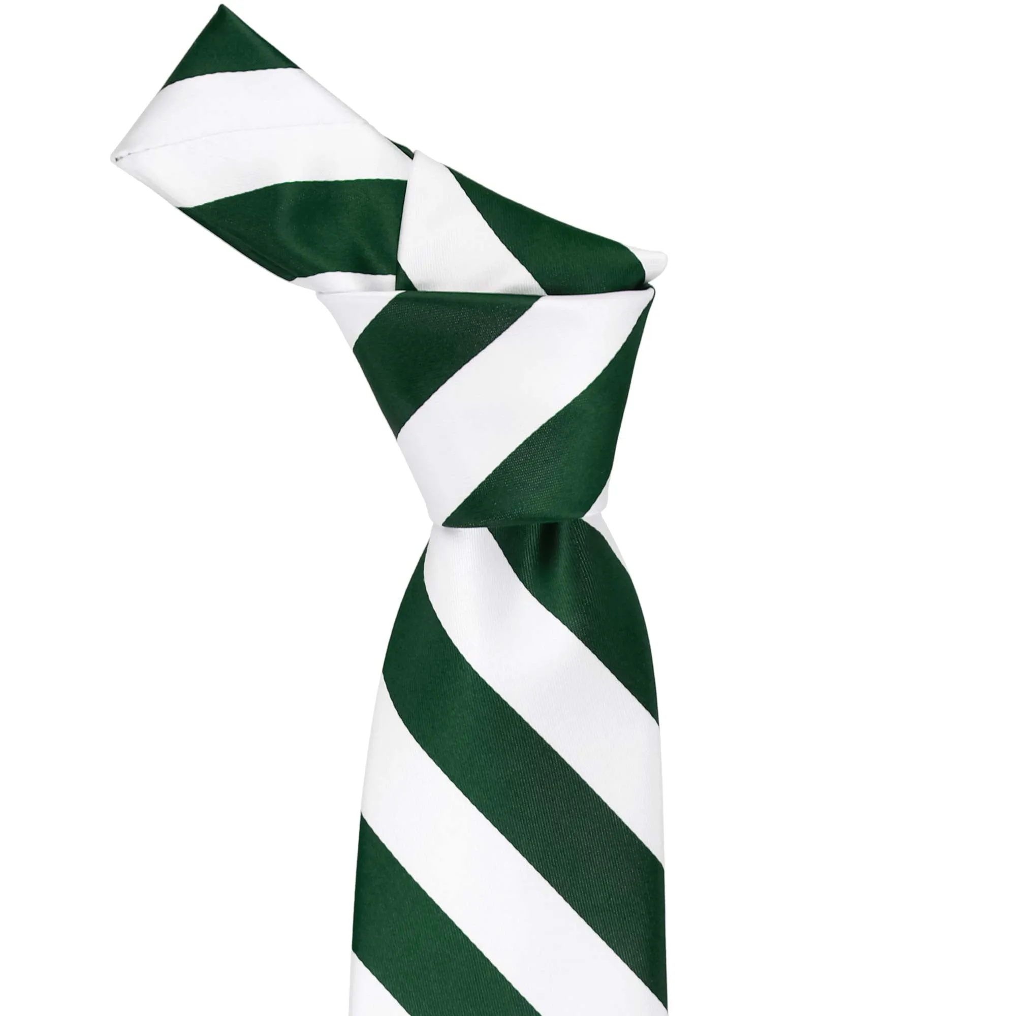 Hunter Green and White Striped Tie