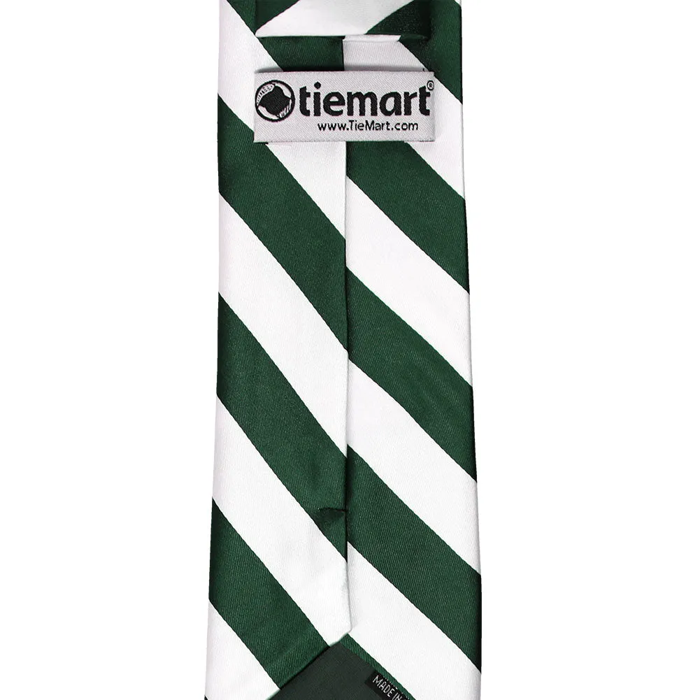 Hunter Green and White Striped Tie