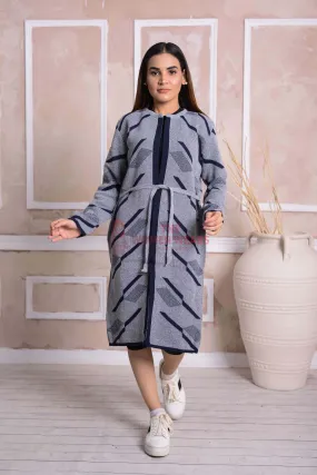 Imported Front Open Cool Grey Cozy Belted Cardigan Sweater - (CGN38)