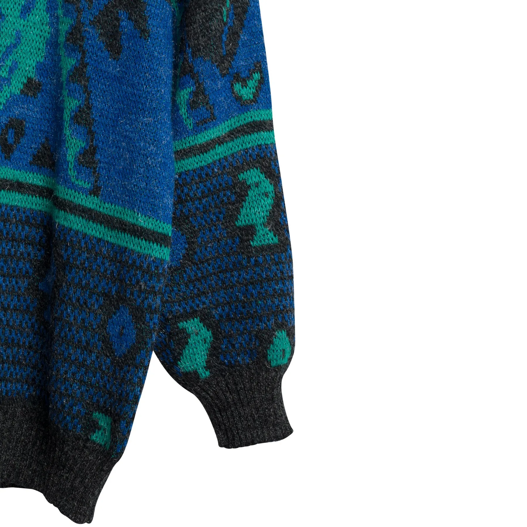 Jacquard Melange Yarn Drop Shoulder Jumper