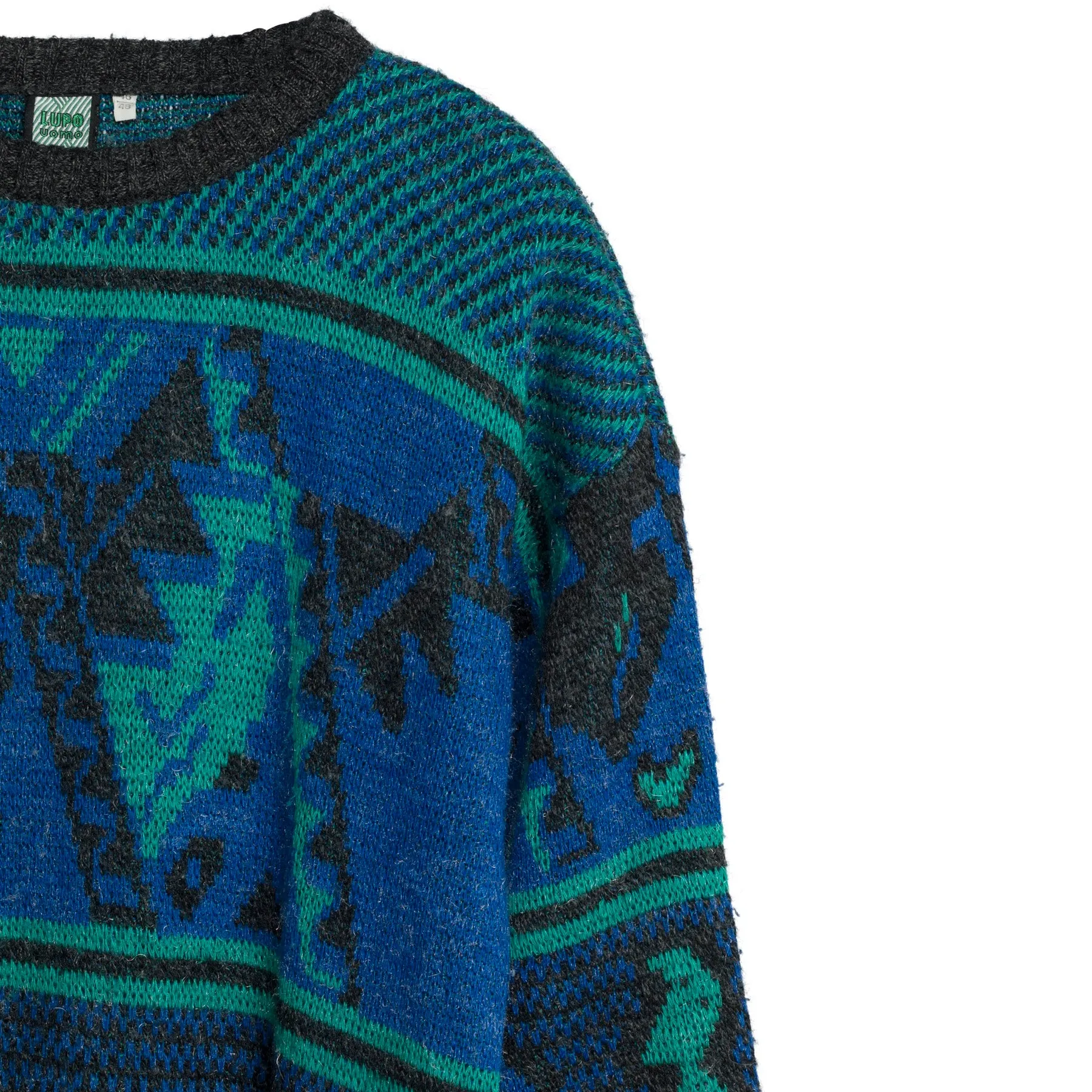 Jacquard Melange Yarn Drop Shoulder Jumper