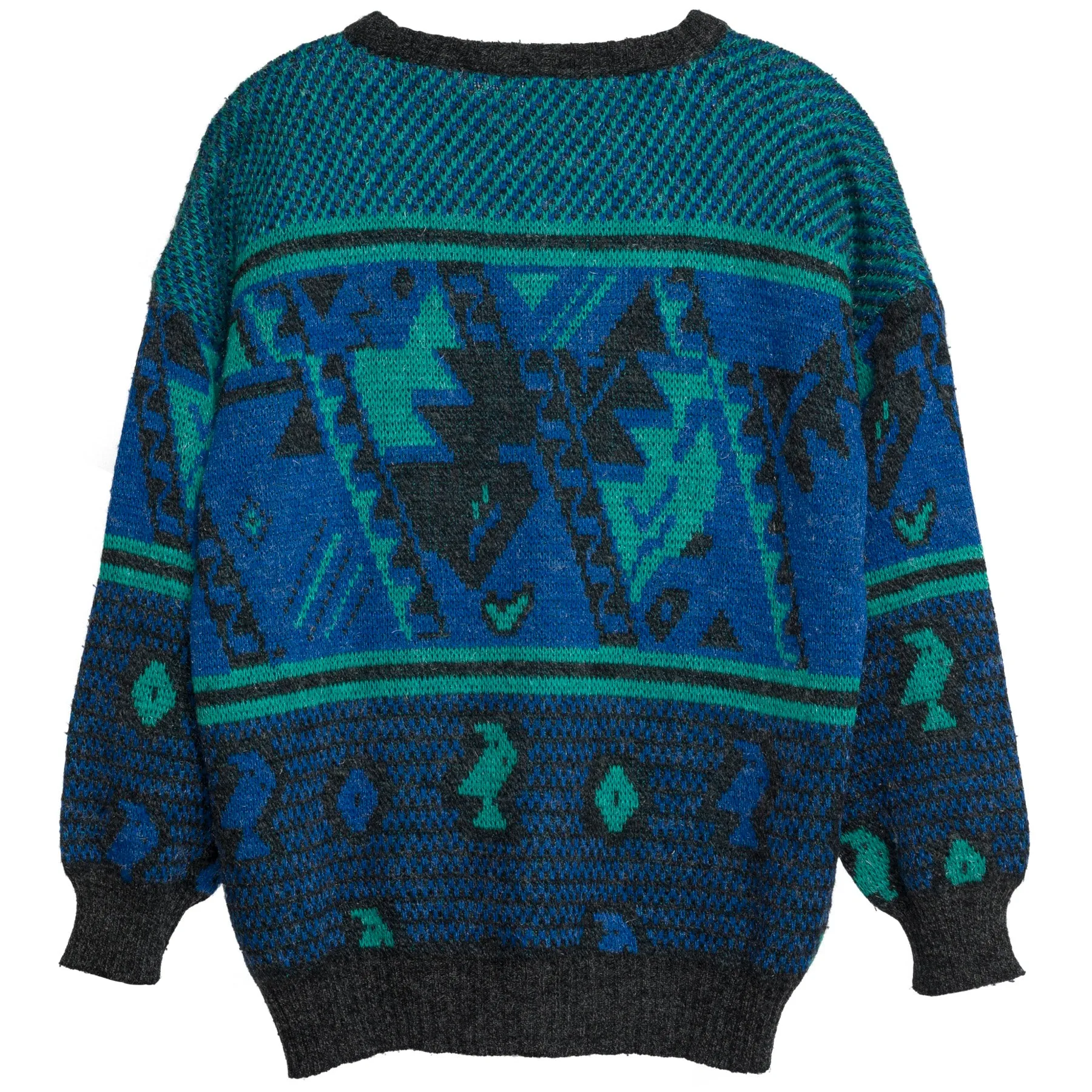 Jacquard Melange Yarn Drop Shoulder Jumper