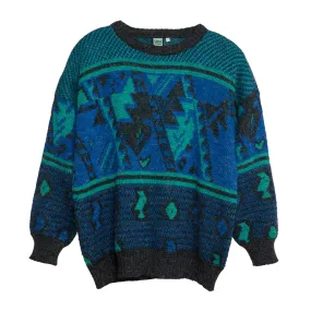 Jacquard Melange Yarn Drop Shoulder Jumper