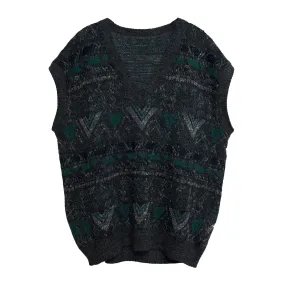 Jacquard Schurwolle Single Knit V-Neck Vest