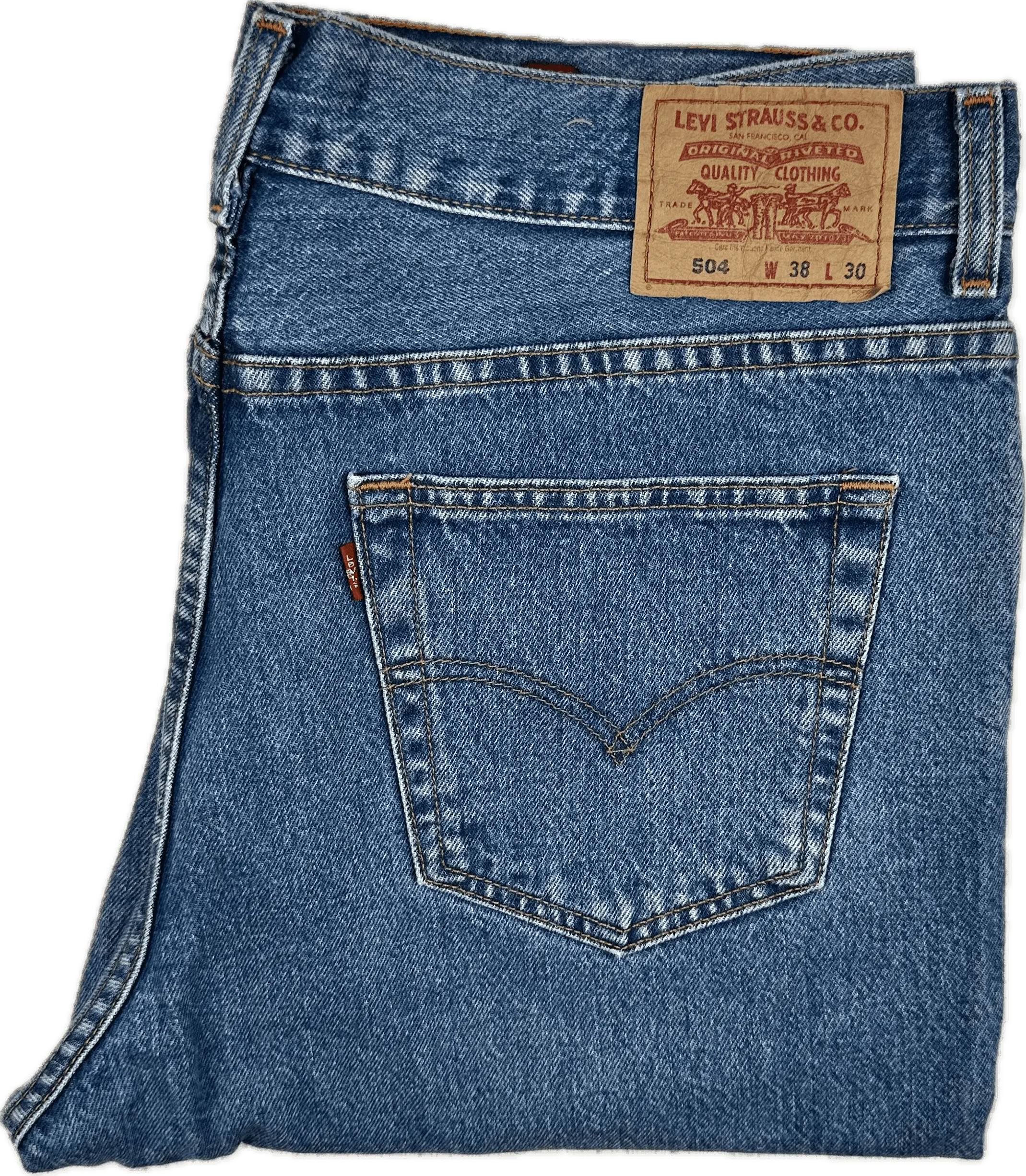 Levis Classic 504 Mens Regular Straight Jeans - Size 38