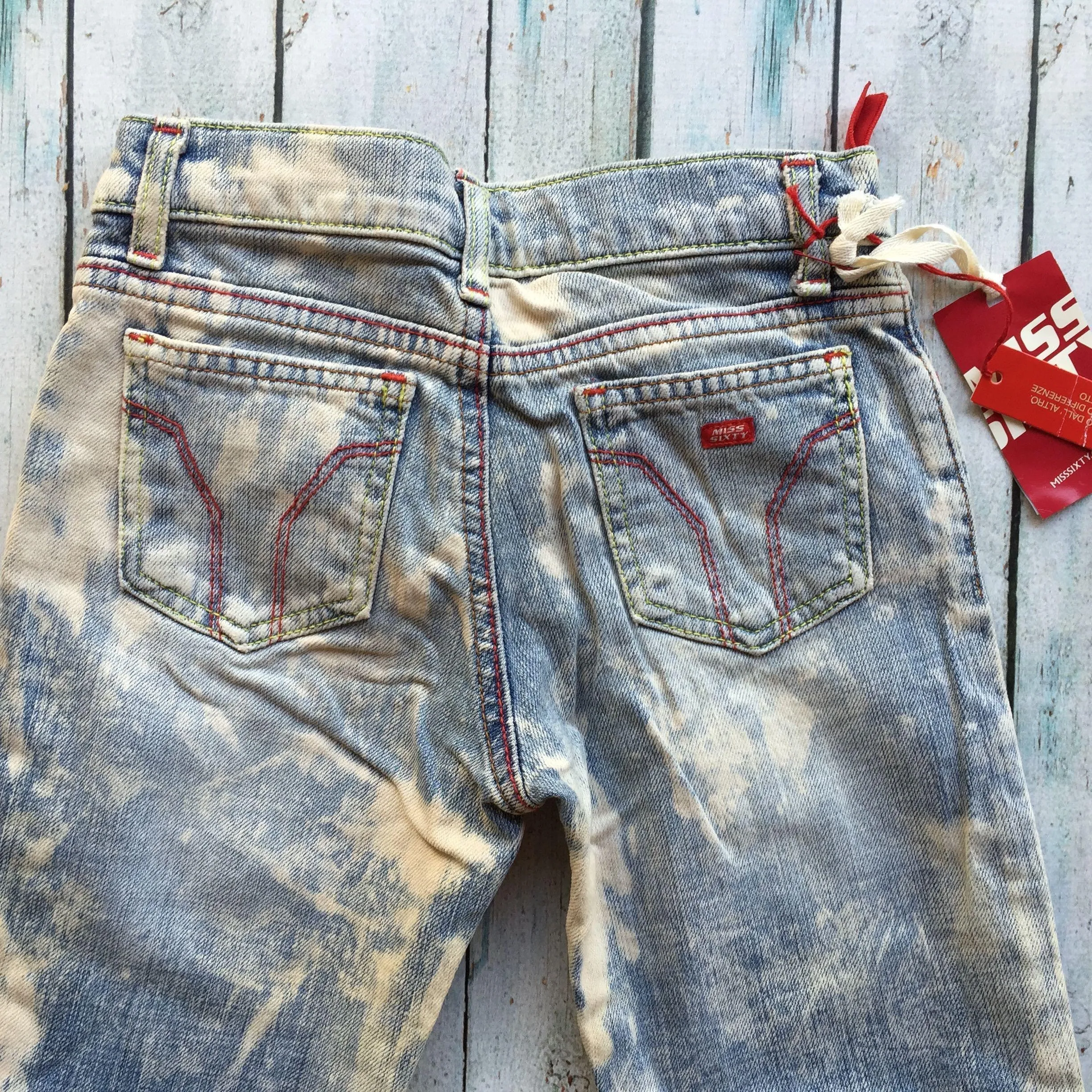 NWT - Miss Sixty Y2K Bleach Paint Girls Jeans - Size 8Y