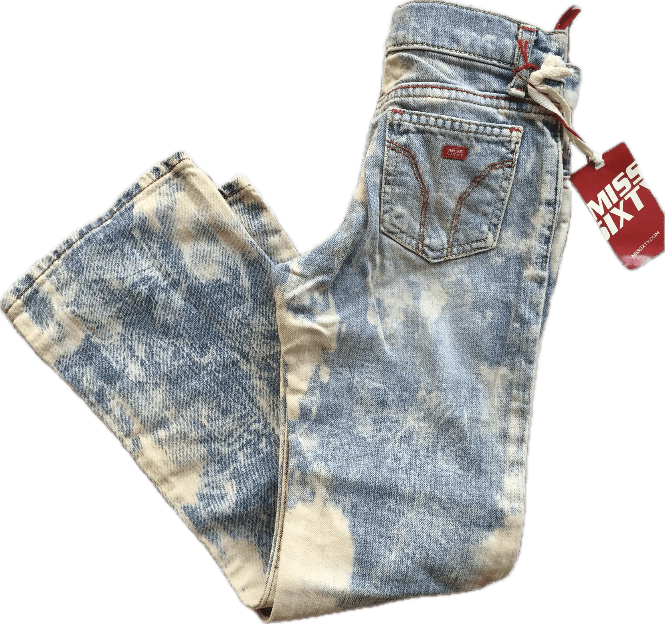 NWT - Miss Sixty Y2K Bleach Paint Girls Jeans - Size 8Y