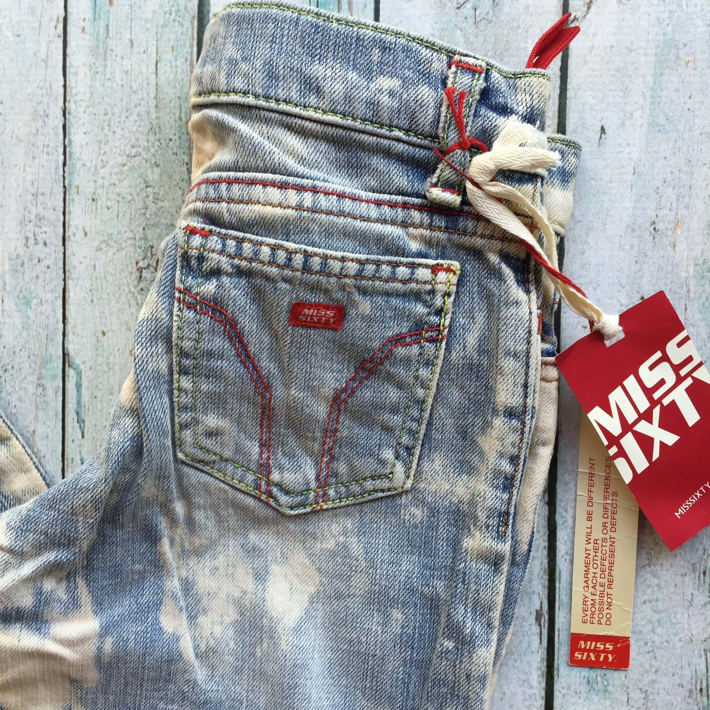 NWT - Miss Sixty Y2K Bleach Paint Girls Jeans - Size 8Y