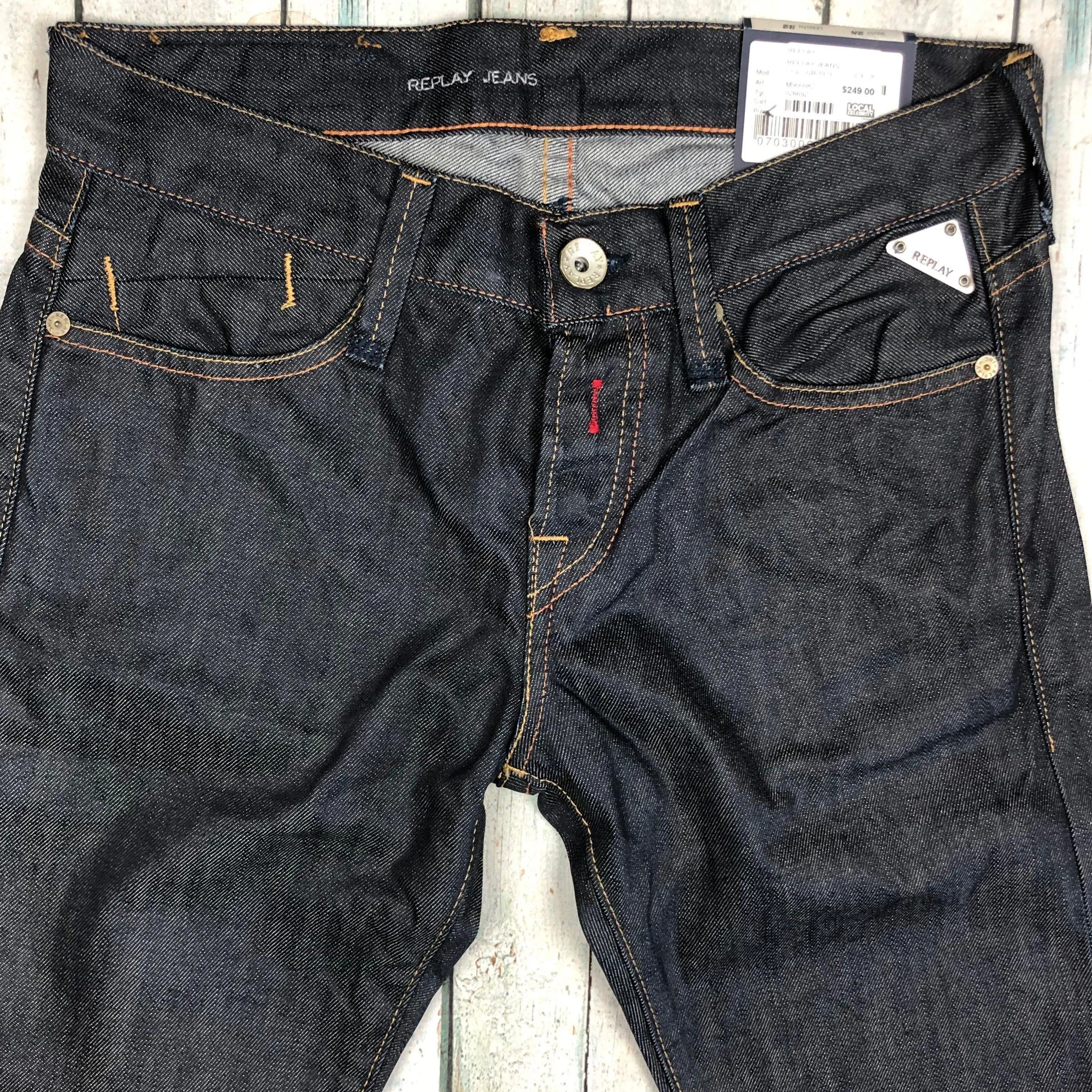 NWT - Replay Italy Mens Coated Straight Denim Jeans RRP $249.00- Size 28/32