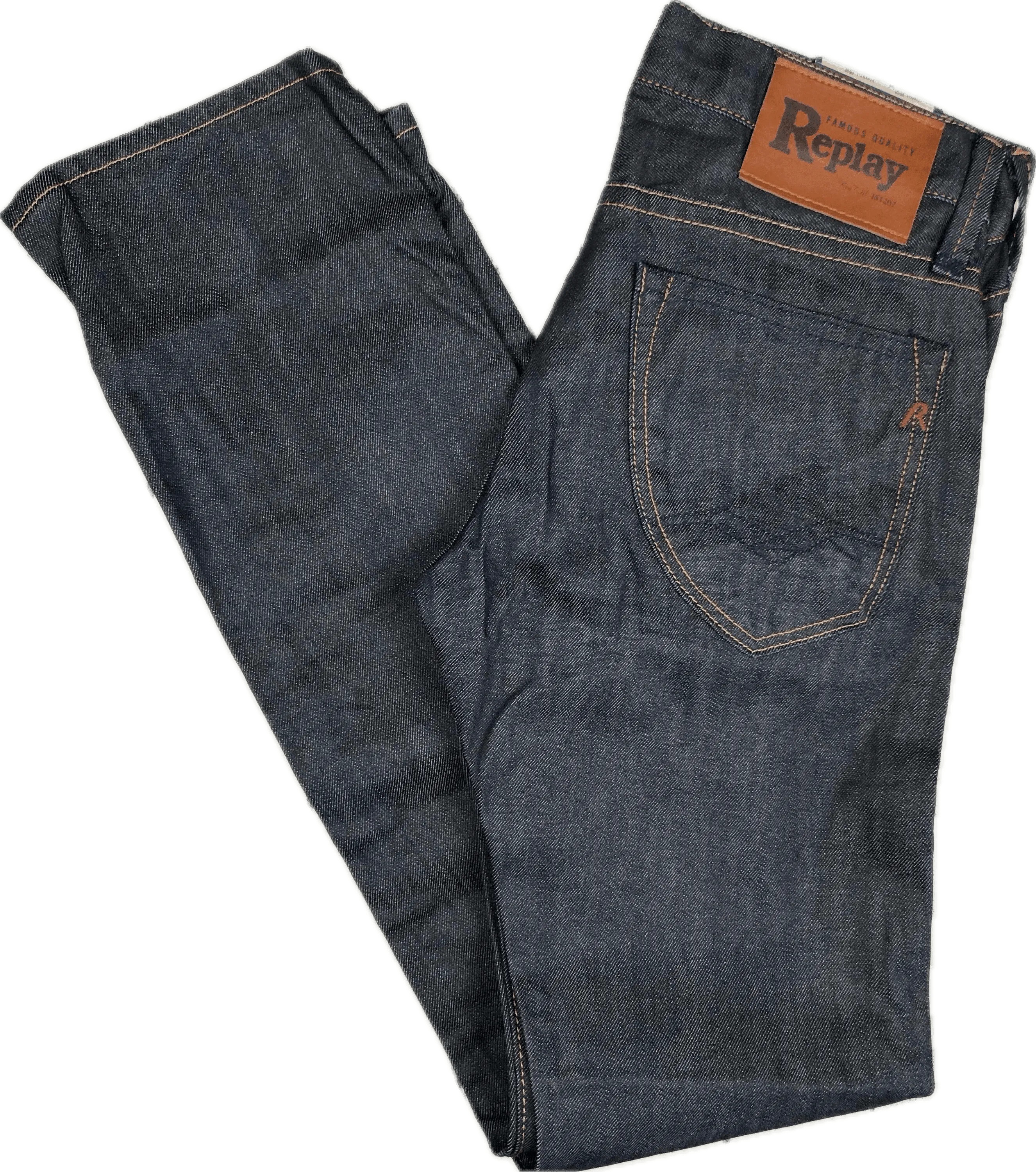 NWT - Replay Italy Mens Coated Straight Denim Jeans RRP $249.00- Size 28/32