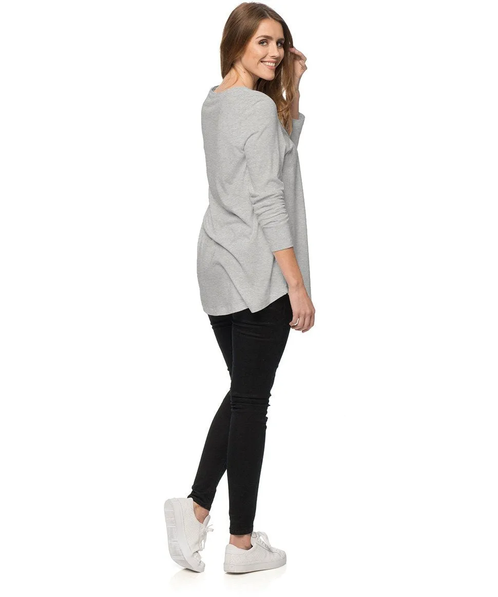 Rockabye Long Sleeve Maternity Tee Grey Marle