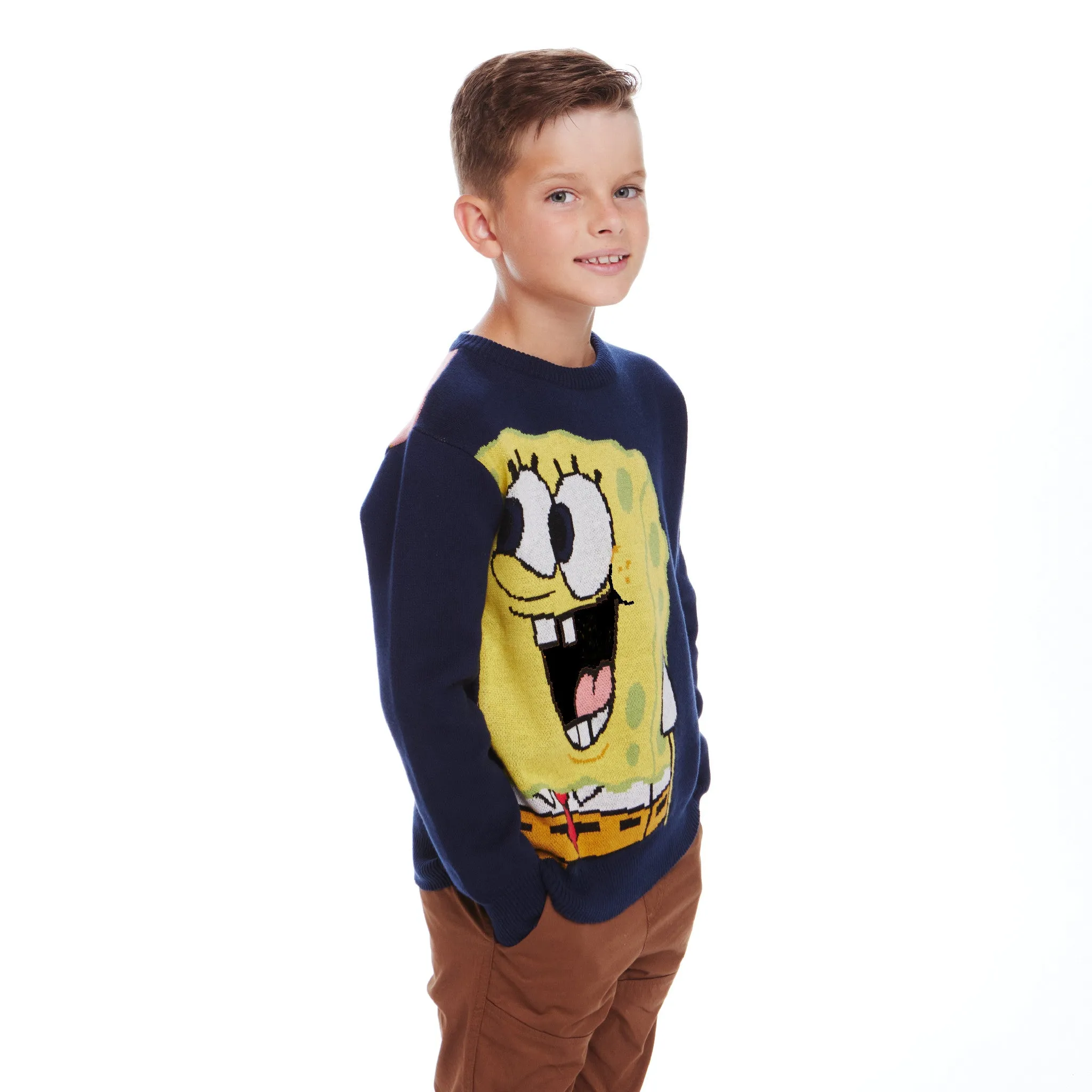 SpongeBob SquarePants™ x Andy & Evan® | Kids (2-7) Oversized Buddies Wrap-around Jacquard Sweater