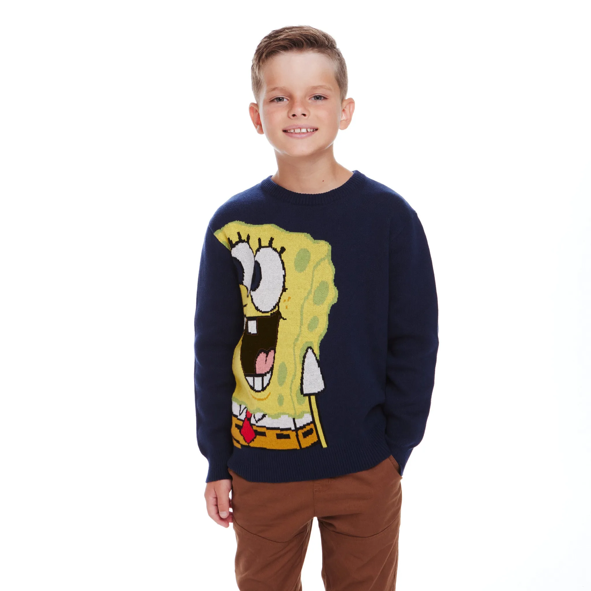 SpongeBob SquarePants™ x Andy & Evan® | Kids (2-7) Oversized Buddies Wrap-around Jacquard Sweater