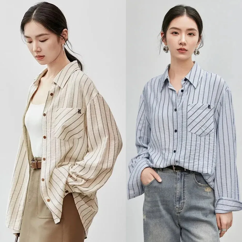 Vera | Women's Striped Linen Shirt Casual Blouses