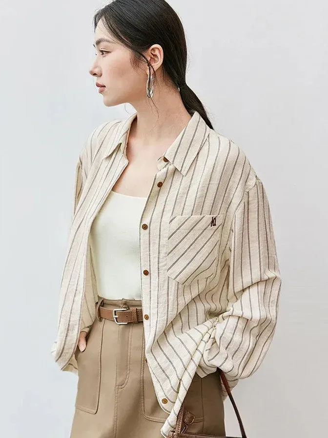 Vera | Women's Striped Linen Shirt Casual Blouses