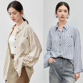 Vera | Women's Striped Linen Shirt Casual Blouses