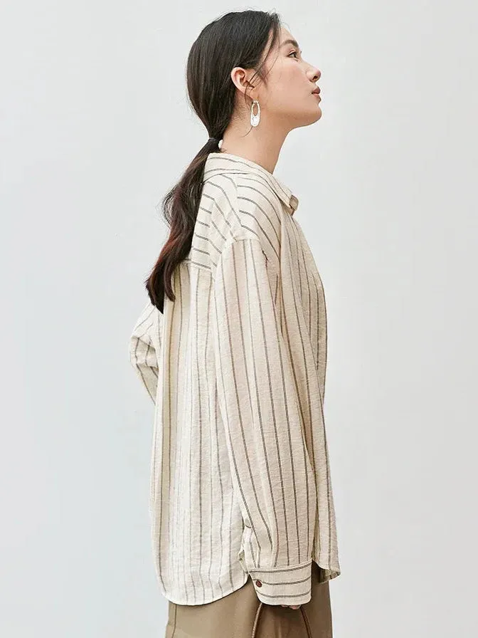 Vera | Women's Striped Linen Shirt Casual Blouses