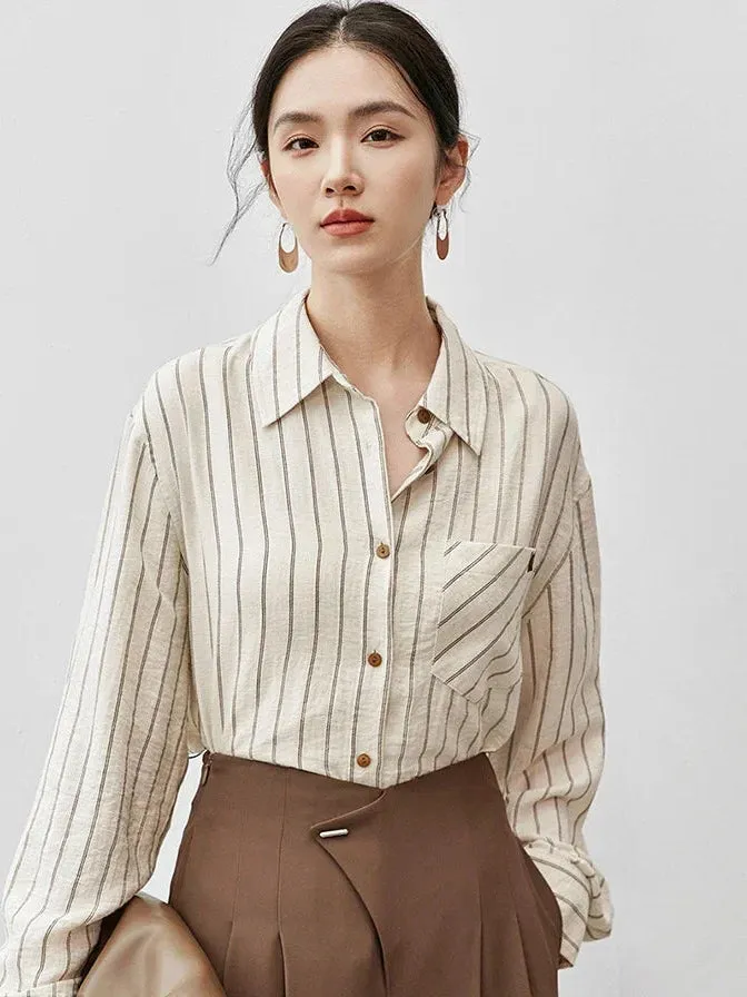 Vera | Women's Striped Linen Shirt Casual Blouses
