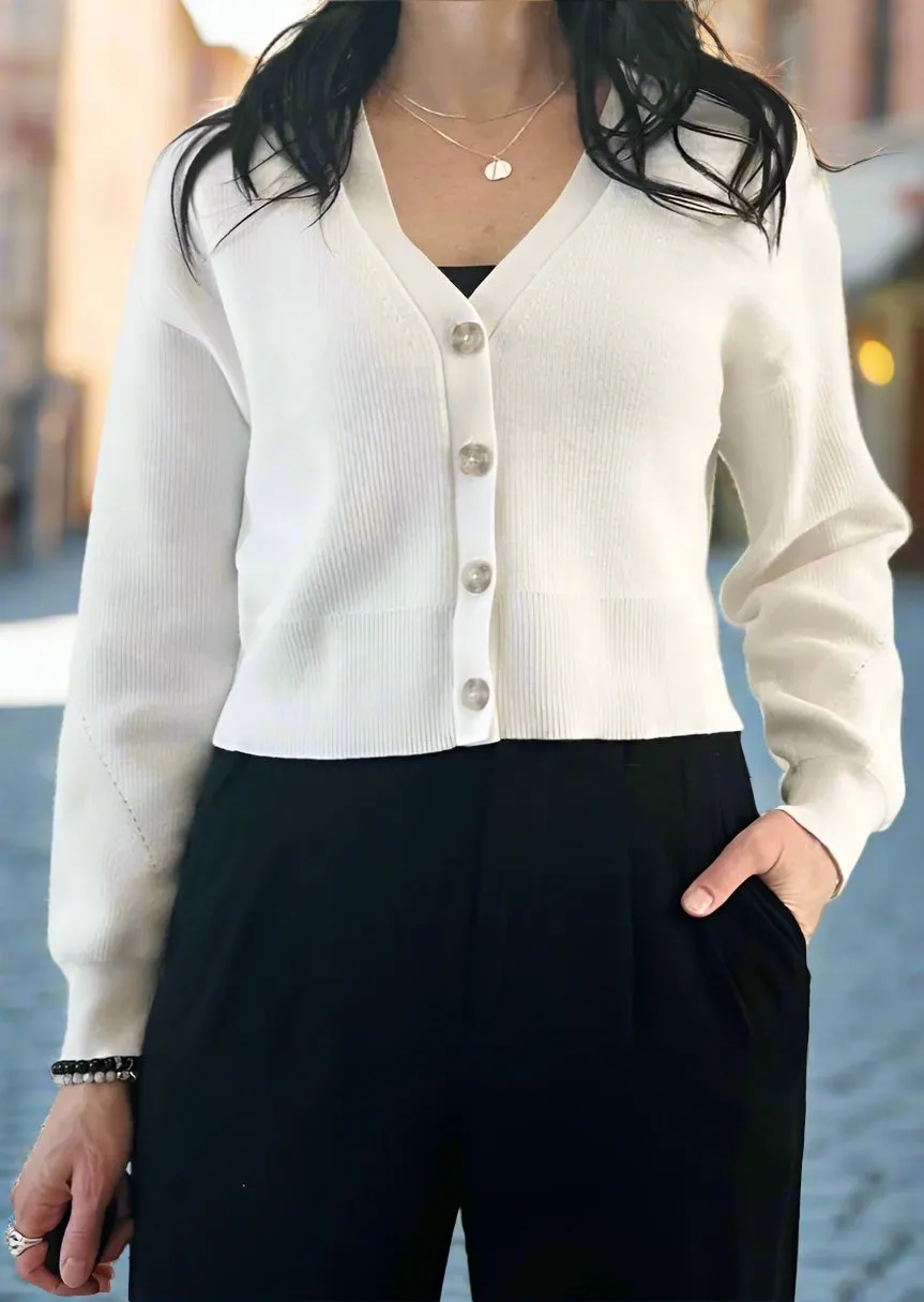 WHITE CARDIGAN SWEATER